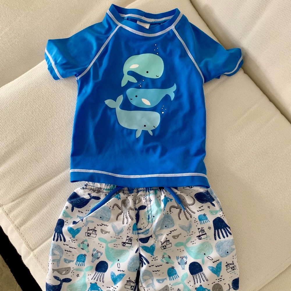 Gymboree rash guard and trunks 18-24 months